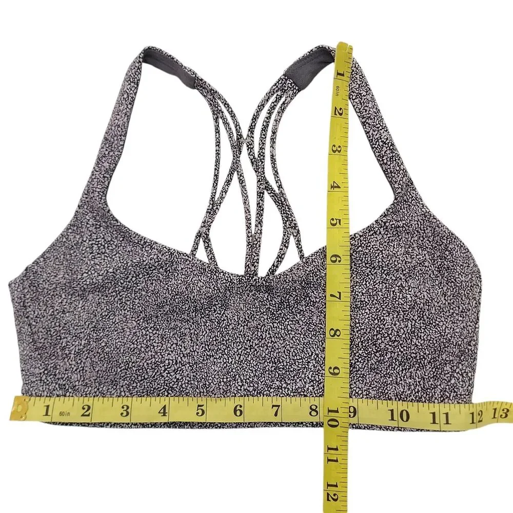 Lululemon Sports Bra Womens 6 Gray Chakra Print Strappy Free To Be Serena Gym